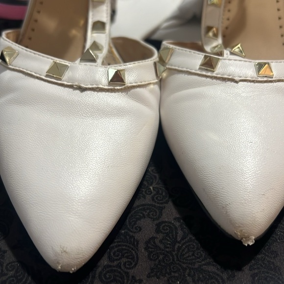 Adrienne Vittadini Rhinestone Heels Women's Size 10 Studded White Strappy - Picture 6 of 9